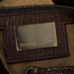 Pre Owned Fendi Tobacco Zucca Canvas and Leather Chef De Jour Bag