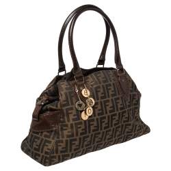 Pre Owned Fendi Tobacco Zucca Canvas and Leather Chef De Jour Bag