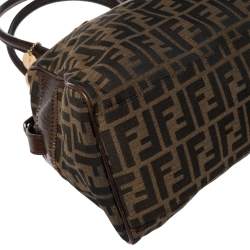 Pre Owned Fendi Tobacco Zucca Canvas and Leather Chef De Jour Bag