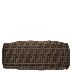 Pre Owned Fendi Tobacco Zucca Canvas and Leather Chef De Jour Bag
