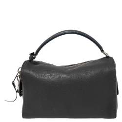 Pre Owned Fendi Grey Leather Selleria Leather Lei Boston Bag