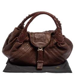 Pre Owned Fendi Brown Leather Spy Hobo