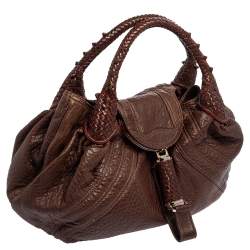 Pre Owned Fendi Brown Leather Spy Hobo