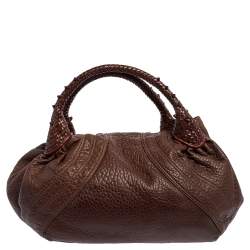 Pre Owned Fendi Brown Leather Spy Hobo
