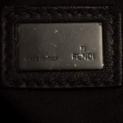 Pre Owned Fendi Brown Zucca Canvas And Tortoise Patent Leather Boston Bag