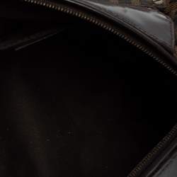 Pre Owned Fendi Brown Zucca Canvas And Tortoise Patent Leather Boston Bag