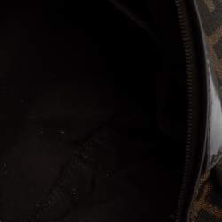 Pre Owned Fendi Brown Zucca Canvas And Tortoise Patent Leather Boston Bag