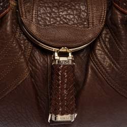 Pre Owned حقيبة فندي سباي جلد منقوش بني داكن 