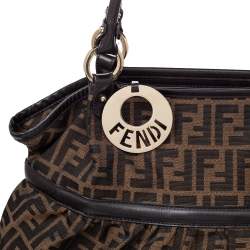 مملوكة مسبقًا حقيبة يد فندي "شيف" كبيرة جلد وكانفاس زوكا توباكو