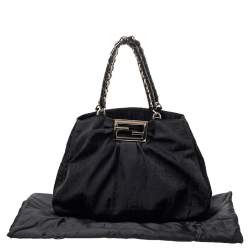 Pre Owned Fendi Black Zucca Canvas Mia Hobo