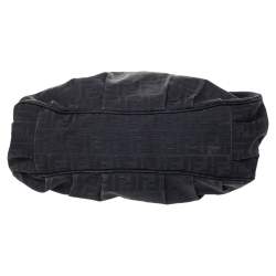 Pre Owned Fendi Black Zucca Canvas Mia Hobo