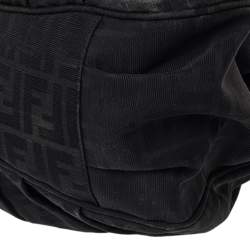 Pre Owned Fendi Black Zucca Canvas Mia Hobo