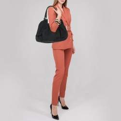 Pre Owned Fendi Black Zucca Canvas Mia Hobo