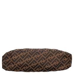 Pre Owned حقيبة كتف فندى قلاب ماكسى بوجيت جلد وكانفاس زوكا بنية 