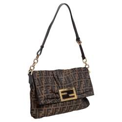 مملوكة مسبقًا Fendi Tobacco Zuccca Canvas Mia Flap Shoulder Bag