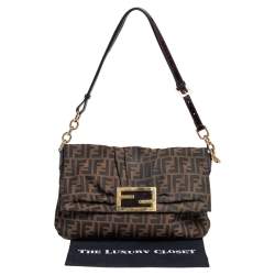 مملوكة مسبقًا Fendi Tobacco Zuccca Canvas Mia Flap Shoulder Bag