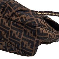 Pre Owned Fendi Tobacco Zucca Canvas Mia Flap Shoulder Bag