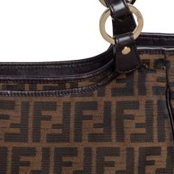 Pre Owned Fendi Tobacco Zucca Canvas and Leather Chef Shopper Tote