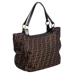 Pre Owned Fendi Tobacco Zucca Canvas and Leather Chef Shopper Tote