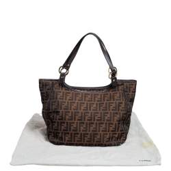 Pre Owned Fendi Tobacco Zucca Canvas and Leather Chef Shopper Tote