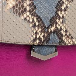Pre Owned Fendi Multicolor Python and Leather Mini Demi Jour Shoulder Bag