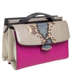 Pre Owned Fendi Multicolor Python and Leather Mini Demi Jour Shoulder Bag