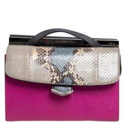 Pre Owned Fendi Multicolor Python and Leather Mini Demi Jour Shoulder Bag