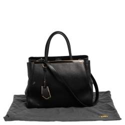Pre Owned Fendi Black Saffiano Leather Medium 2jours Tote
