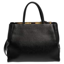 Pre Owned Fendi Black Saffiano Leather Medium 2jours Tote