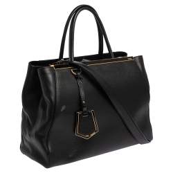 Pre Owned Fendi Black Saffiano Leather Medium 2jours Tote