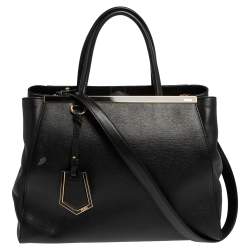 Pre Owned Fendi Black Saffiano Leather Medium 2jours Tote