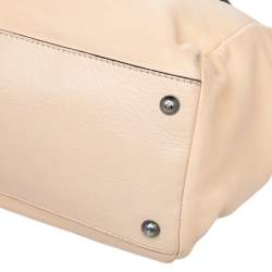 Fendi Beige/Black Leather Beads Lining Large Peekaboo Top Handle Bag