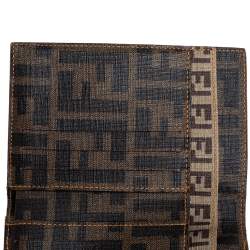 Pre Owned Fendi Gold Textured Leather FF Logo Compact Wallet