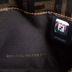 Pre Owned Fendi Gold Textured Leather FF Logo Compact Wallet