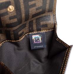 Pre Owned Fendi Gold Textured Leather FF Logo Compact Wallet