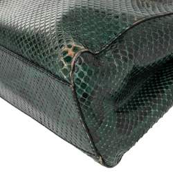 Pre Owned Fendi Green/Black Python Mini Peekaboo Top Handle Bag