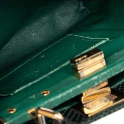 Pre Owned Fendi Green/Black Python Mini Peekaboo Top Handle Bag
