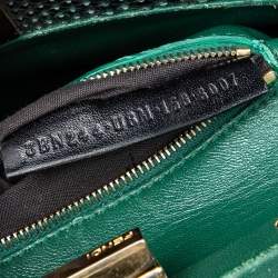Pre Owned Fendi Green/Black Python Mini Peekaboo Top Handle Bag