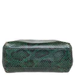 Pre Owned Fendi Green/Black Python Mini Peekaboo Top Handle Bag