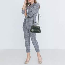 Pre Owned Fendi Green/Black Python Mini Peekaboo Top Handle Bag