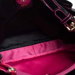 Pre Owned Fendi Black Zucchino Print Canvas and Patent Leather Shopper Tote 