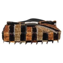 Pre Owned Fendi Multicolor Glitter Fabric Chain Embellished Ricami Baguette Flap Bag