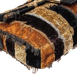 Pre Owned Fendi Multicolor Glitter Fabric Chain Embellished Ricami Baguette Flap Bag