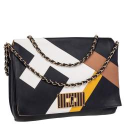 Pre Owned Fendi Black Leather Claudia Chain Shoulder Bag