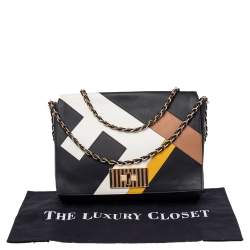 Pre Owned Fendi Black Leather Claudia Chain Shoulder Bag