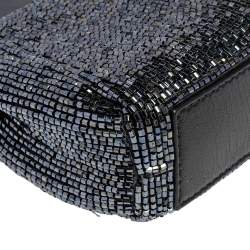 Pre Owned Fendi Black Beaded and Leather Micro Peekaboo Crossbody Bag