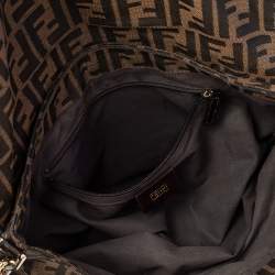 Pre Owned Fendi Tobacco Zucca Canvas and Patent Leather Mia Flap Shoulder Bag