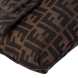 Pre Owned Fendi Tobacco Zucca Canvas and Patent Leather Mia Flap Shoulder Bag