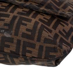 Pre Owned Fendi Tobacco Zucca Canvas and Patent Leather Mia Flap Shoulder Bag