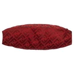 Fendi Red Quilted Zucca Canvas and Leather Maxi Baguette Flap Shoulder Bag